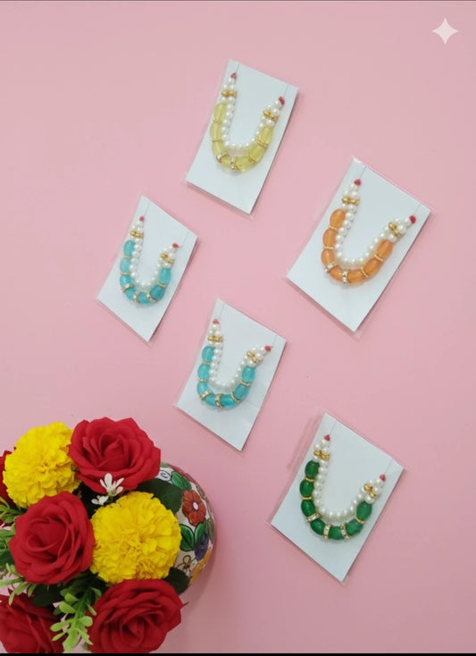Colorful Gemstone Pearl Haar (Necklace) for Deity Idol - Pack of 5