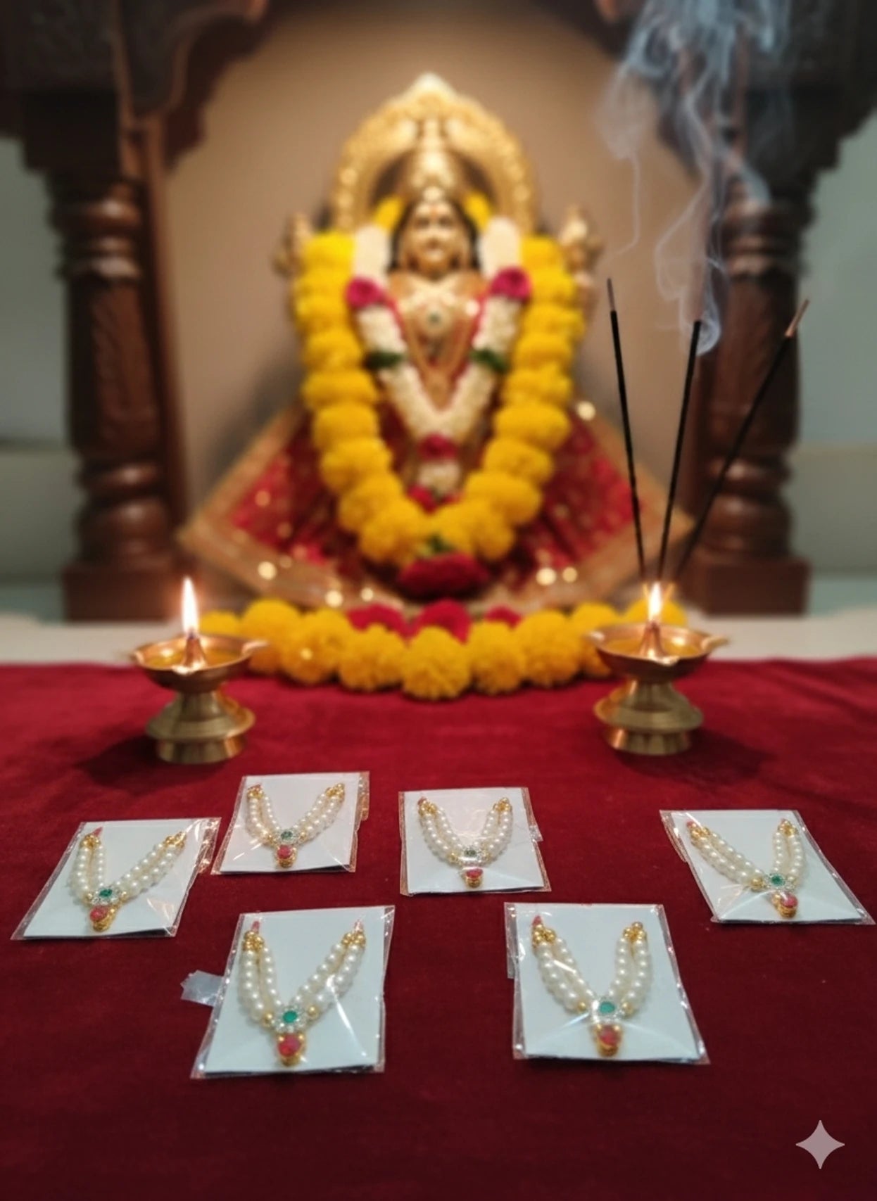 Premium Pearl Haar (Necklace) for Deity Idol - Pack of 6