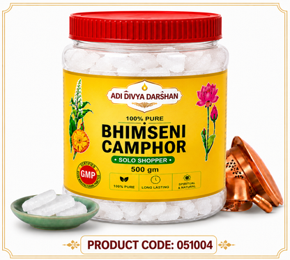 Adi Divya Darshan Premium Bhimseni Camphor – Pure Natural Kapoor Crystals (500g)