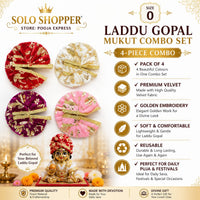 Laddu Gopal Mukut Combo Set - Size 0 (Pack of 4)