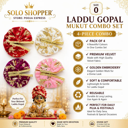 Laddu Gopal Mukut Combo Set - Size 0 (Pack of 4)
