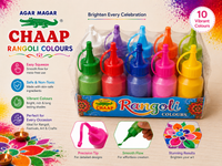 Agar Magar Chaap Rangoli Colours Tray – 10 Vibrant Colours | Fine Decorative Rangoli Powder Set