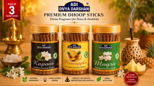 ADI DIVYA DARSHAN Premium Dhoop Sticks Combo Pack of 3 | Kapoor , Pineapple & Mogra | Long Lasting Divine Fragrance