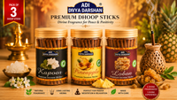 ADI DIVYA DARSHAN Premium Dhoop Sticks Combo Pack of 3 | Kapoor , Pineapple & Loban | Long Lasting Divine Fragrance