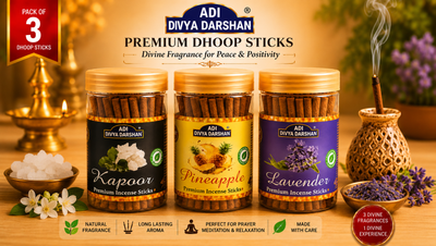 ADI DIVYA DARSHAN Premium Dhoop Sticks Combo Pack of 3 | Kapoor , Pineapple & Lavender | Long Lasting Divine Fragrance