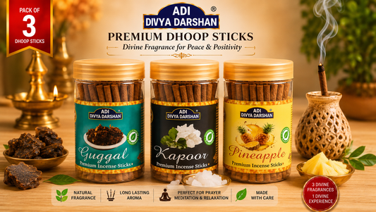 ADI DIVYA DARSHAN Premium Dhoop Sticks Combo Pack of 3 | Guggal , Kapoor & Pineapple | Long Lasting Divine Fragrance