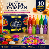 ADI DIVYA DARSHAN Premium Rangoli Colours – 10 Vibrant Colours for Diwali, Pooja & Festival Decoration