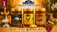 ADI DIVYA DARSHAN Premium Dhoop Cones Combo Pack – Kapoor , Pineapple & Sandal Fragrance | Long Lasting Aroma | Natural Incense Cones for Pooja, Meditation & Home