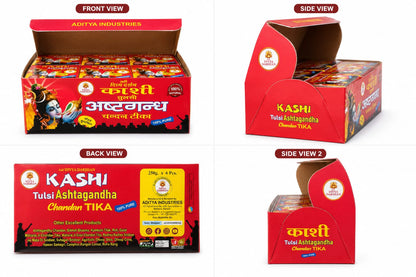 Adi Divya Darshan KASHI Tulsi Ashtagandha Chandan Tika – 250gm × 6 Pcs Wholesale Box | Premium Puja Chandan