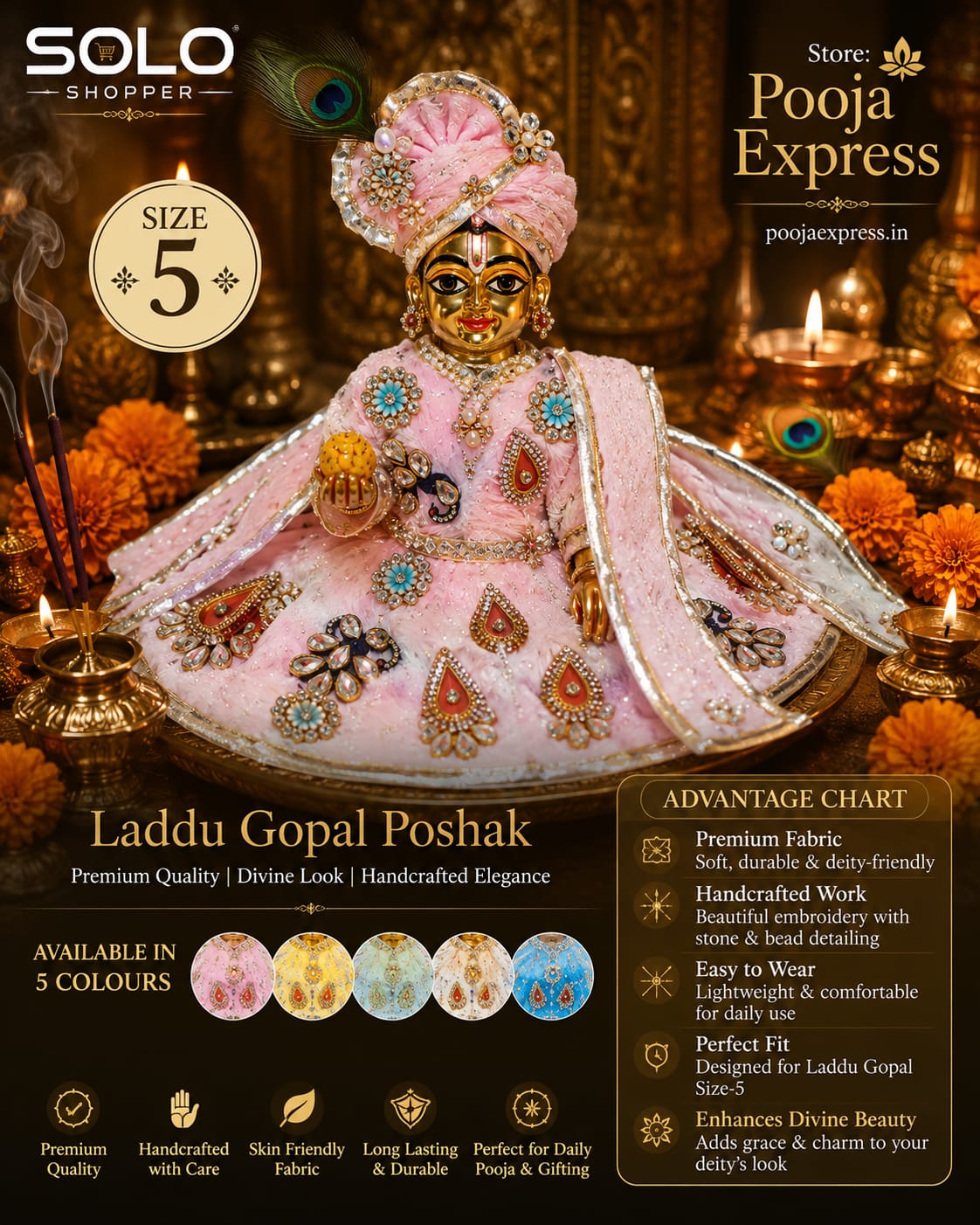Laddu Gopal Stone & Bead Poshak | Solo Shopper | Size 5