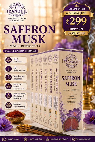 Adi Tranquil Saffron Musk Premium Incense Sticks – Master Carton (6 Boxes)